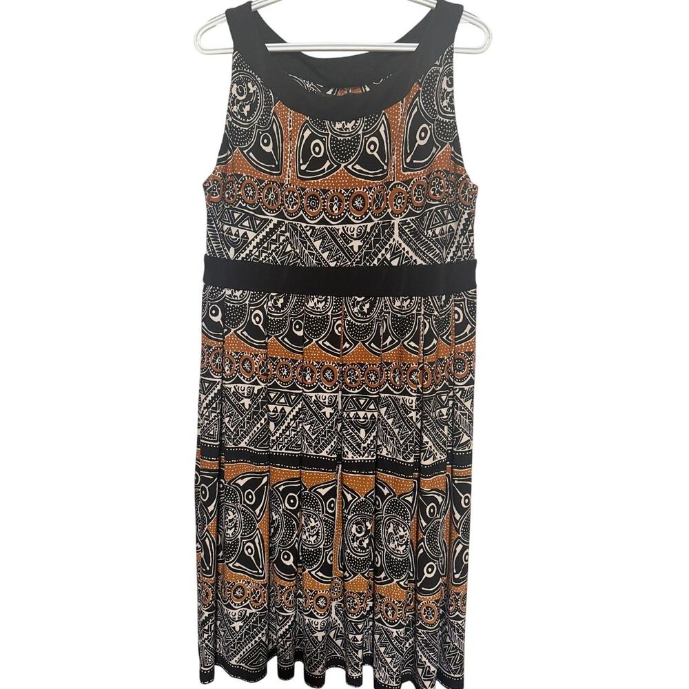 Jones New York Dress Women's Black Gold Sleeveless Dress Empire Waist Size 16‎
